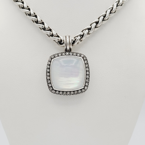 David Yurman Albion Moonlight Ice 20mm Moonstone Diamond Pendant Enhancer - Picture 3 of 9